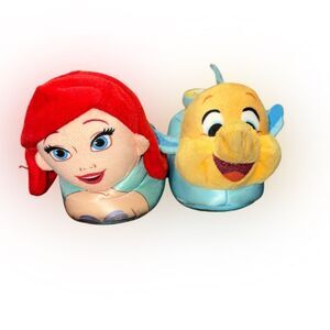 The Little mermaid Ariel and flounder girls size 7/8 bedroom slippers